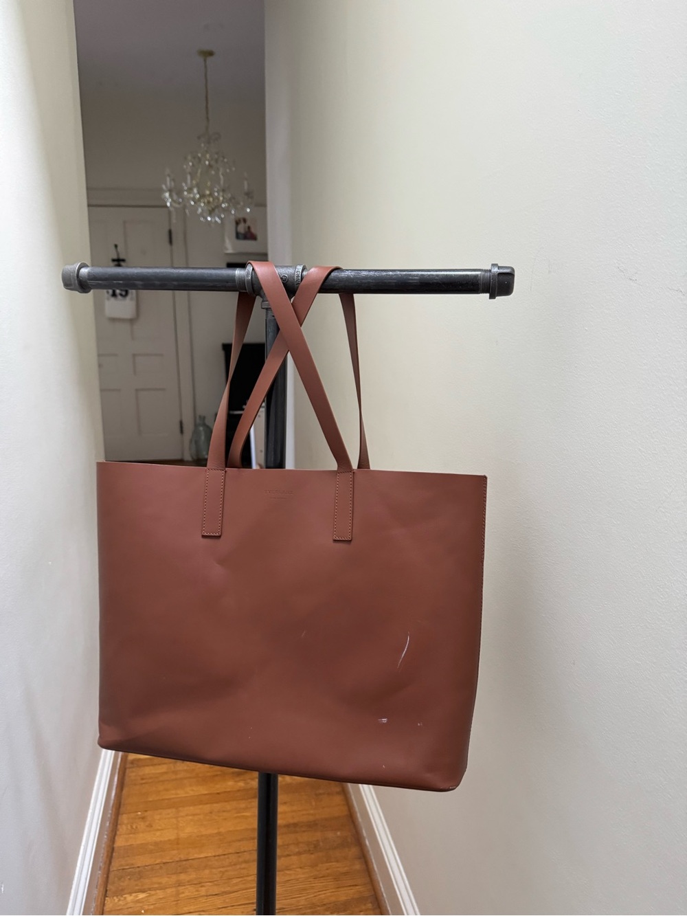 EVERELANE LEATHER TOTE | COGNAC BROWN